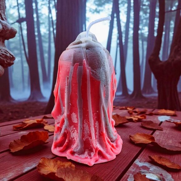 Handmade ✦ Ghostly Hooded Figure Candle ✦ Cherry Cheesecake Cinnamon Soy Wax NWT - Picture 5 of 7